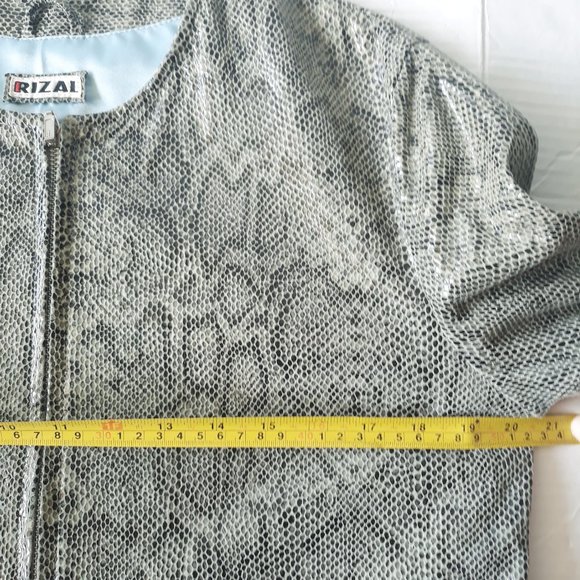 Rizal Snakeskin Leather Full Zip Career Blazer Made in France Office Jacket Sz L - Picture 8 of 12